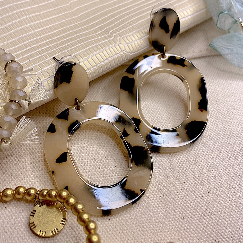 Tortoise shell style earrings